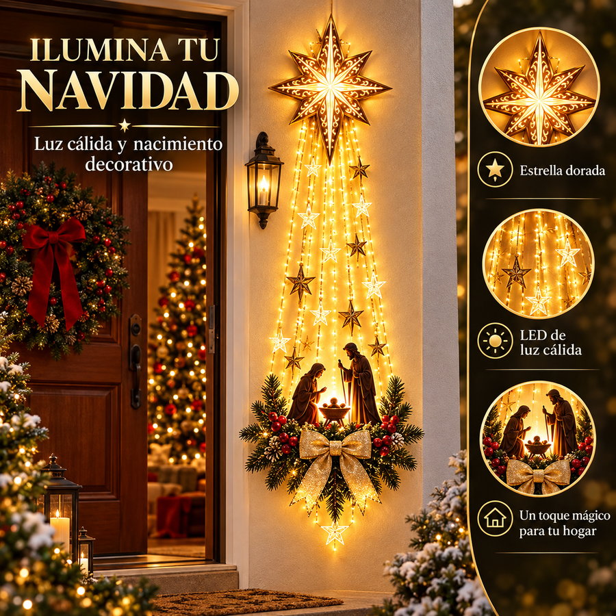 Estrella de Belén Iluminada · Nacimiento LED de Pared