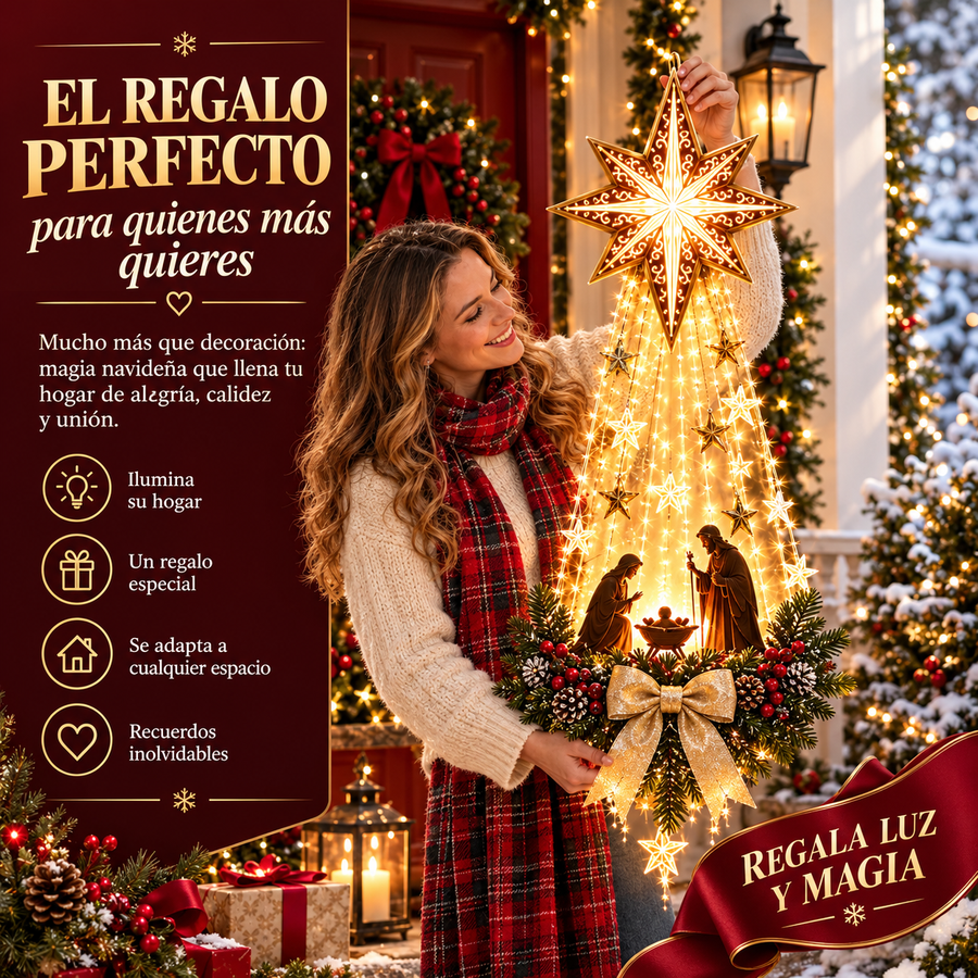 Estrella de Belén Iluminada · Nacimiento LED de Pared