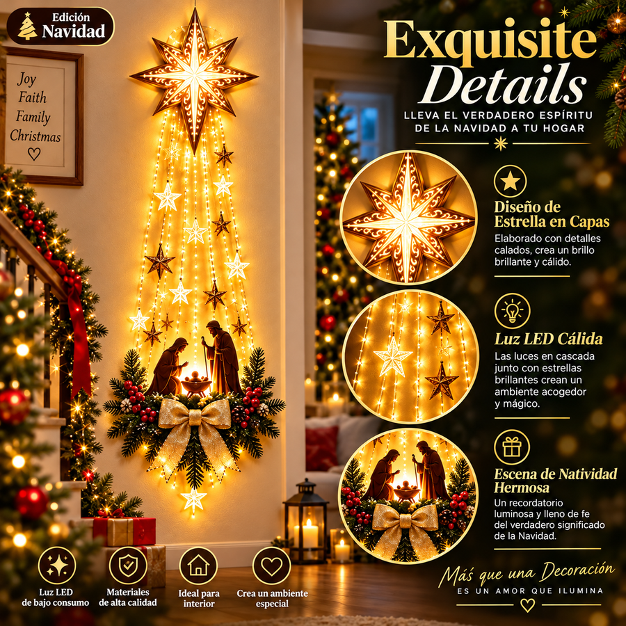 Estrella de Belén Iluminada · Nacimiento LED de Pared